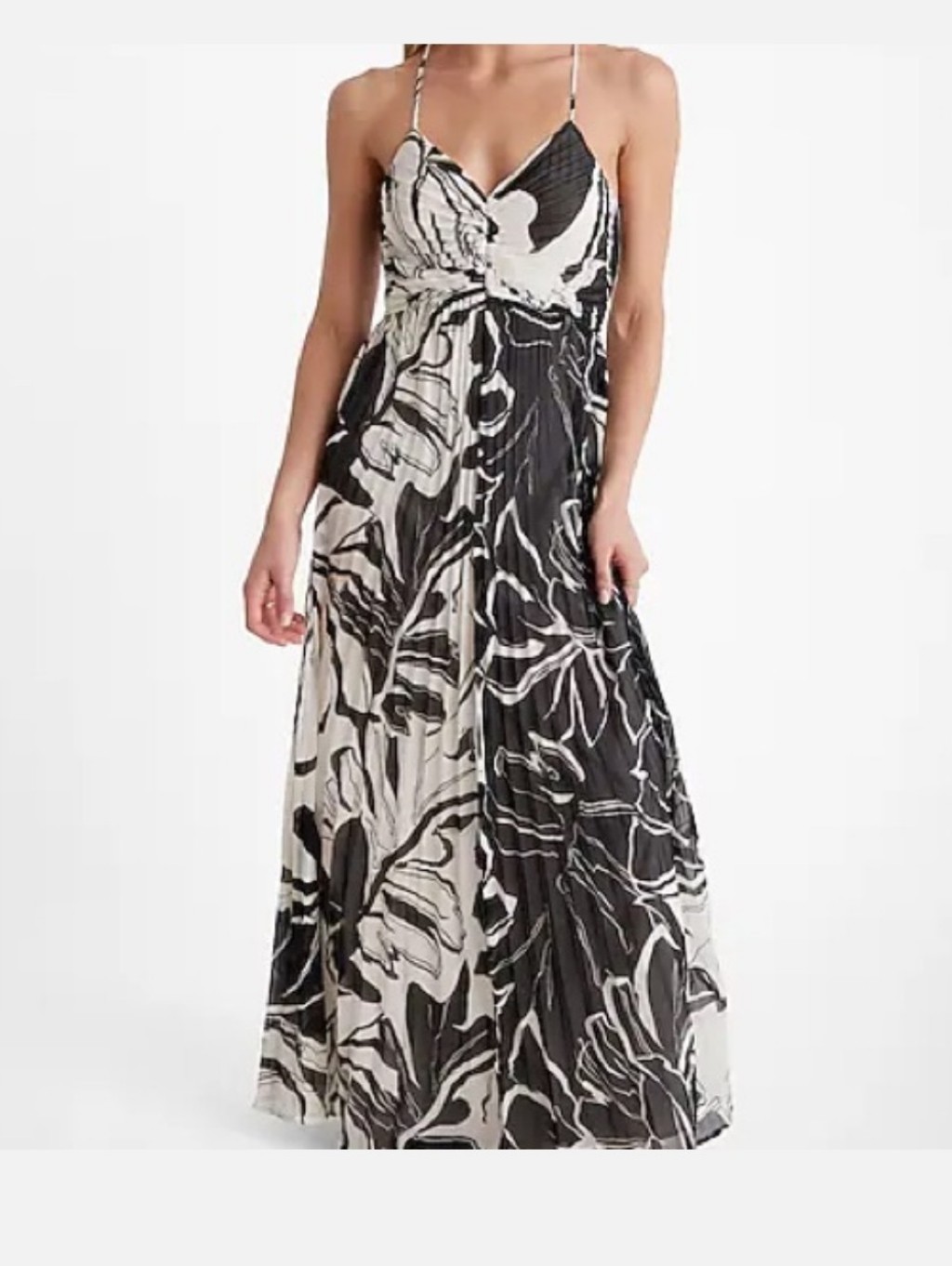 Express Black And White Pleated Maxi Dress